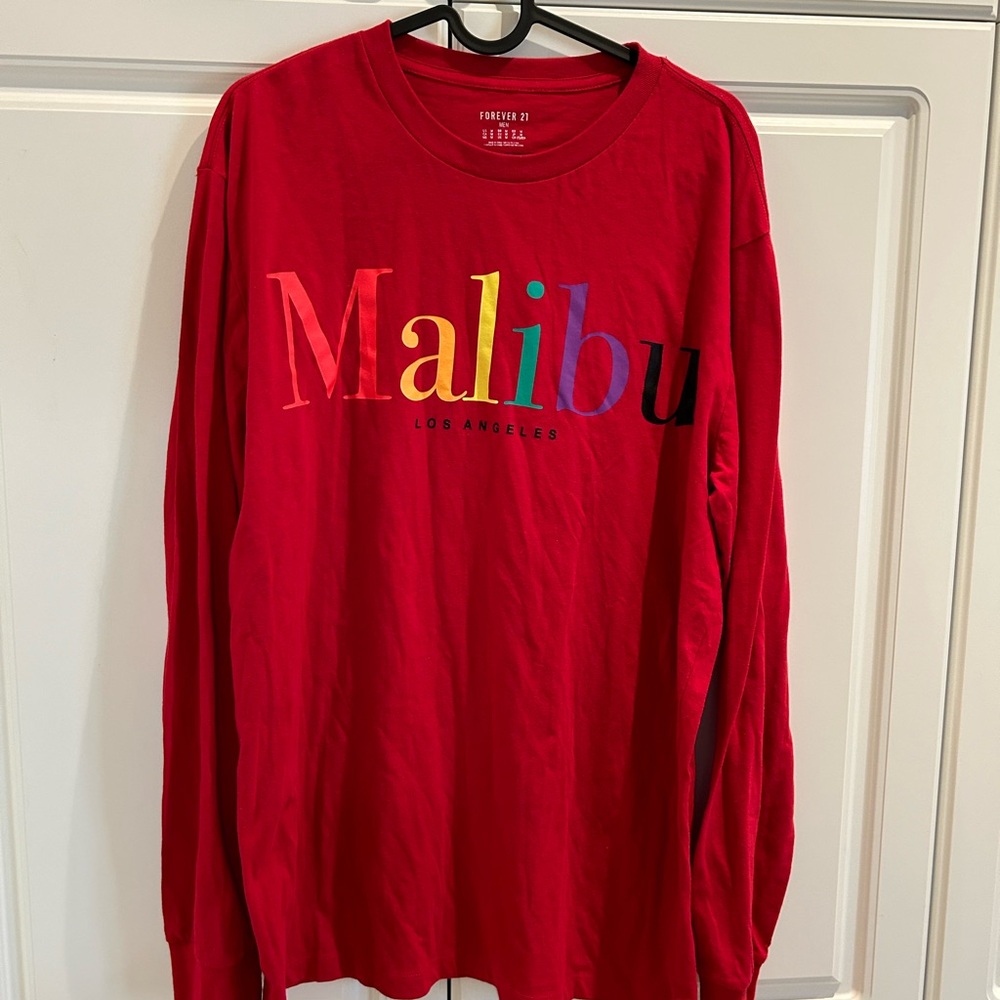 Forever 21 Red Malibu Long Sleeve T Shirt Size Medium NWOT